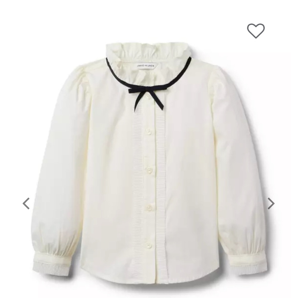 NEW‼️ Janie and Jack Cream Button Down Shirt with Black Trim Size 12. With Tags!